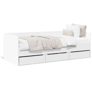 vidaXL Sof&aacute; cama con cajones sin colch&oacute;n blanco 100x200 cm