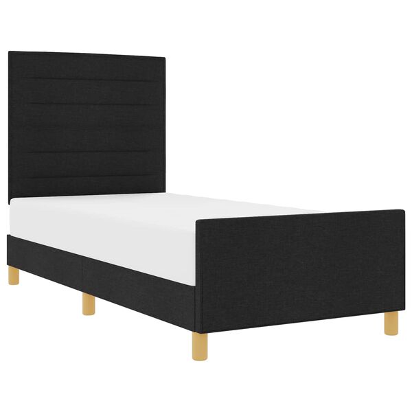 vidaXL Estructura de cama con cabecera Negro 90 x 200 cm tela