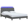 vidaXL Estructura cama con LED sin colch&oacute;n tela gris oscuro 140x190 cm