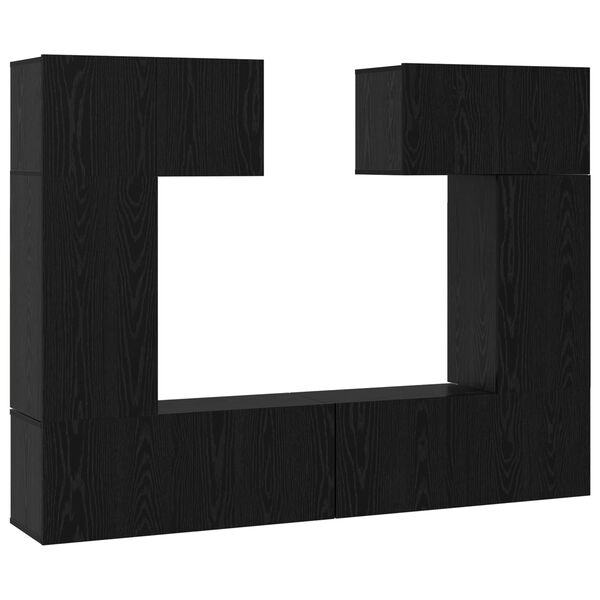 vidaXL Conjunto de mueble de TV 6 pcs Roble Negro Madera de ingenier&iacute;a