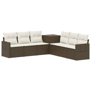 vidaXL Juego de Sof&aacute; 7 uds. Marr&oacute;n y Crema Blanca