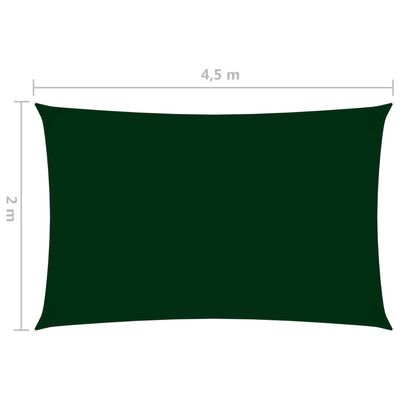 vidaXL Toldo de vela rectangular tela Oxford verde oscuro 2x4,5 cm