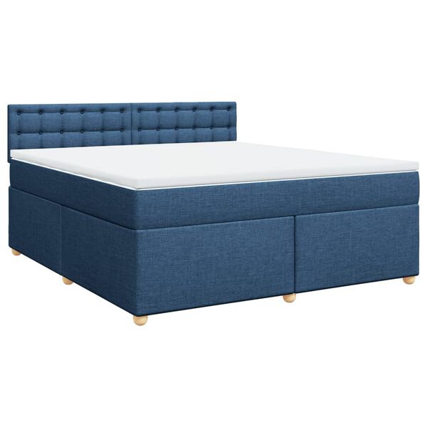 vidaXL Cama box spring con colch&oacute;n tela azul 180x200 cm