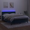 vidaXL Cama box spring colch&oacute;n y LED terciopelo azul oscuro 140x200 cm