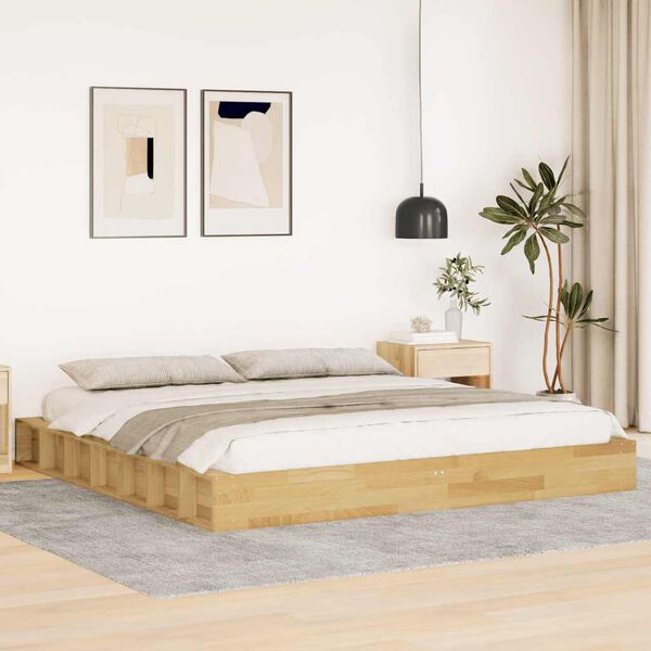 vidaXL Estructura de cama sin colch&oacute;n 180x200 cm madera maciza roble