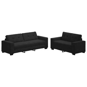 vidaXL Juego de sof&aacute; de 2 piezas con cojines de terciopelo negro