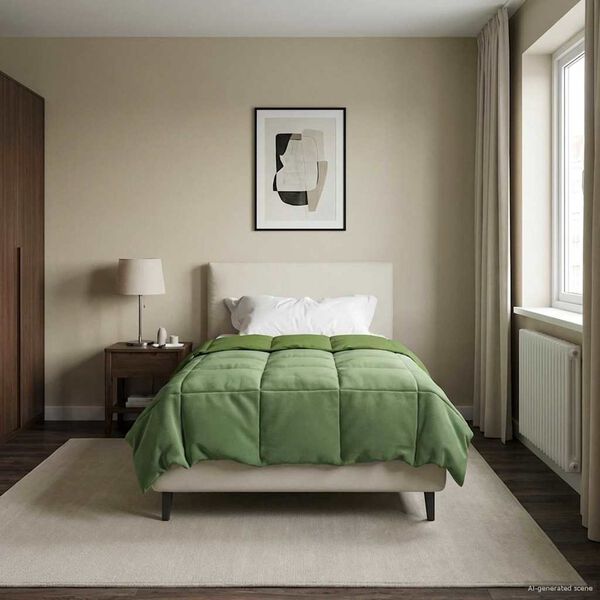 vidaXL Edred&oacute;n de Invierno Acolchado Verde 155 x 200 cm Microfibra