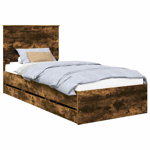 vidaXL Estructura de cama Roble ahumado 90 x 190 cm Madera Ingenieril