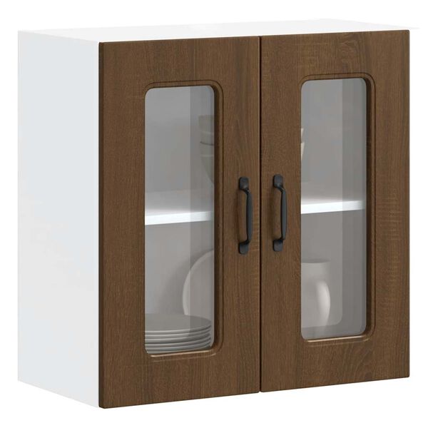 vidaXL Armario pared cocina puerta de cristal Kalmar roble marr&oacute;n