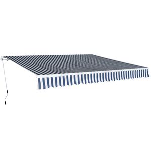 vidaXL Toldo plegable de operaci&oacute;n manual 400 cm azul y blanco