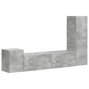 vidaXL Conjunto de mueble de TV 4 pcs Gris Concreto