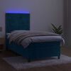 vidaXL Cama box spring colch&oacute;n y LED terciopelo azul oscuro 90x200 cm