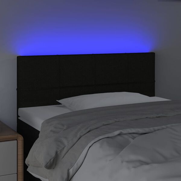 vidaXL Cabecero con LED de tela negro 100x5x78/88 cm