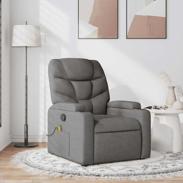 vidaXL Sill&oacute;n de masaje reclinable de tela gris oscuro