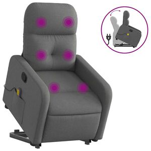 vidaXL Silla de masaje reclinable de pie de tela gris oscuro