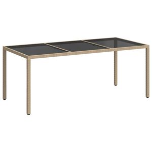 vidaXL Mesa jard&iacute;n vidrio templado rat&aacute;n sint&eacute;tico beige 190x90x75 cm