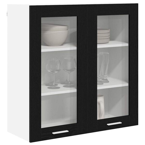 vidaXL Mueble colgante con almacenamiento Roble Negro 80 x 31 x 80 cm
