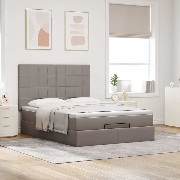 vidaXL Estructura de cama otomana colch&oacute;n tela gris pardo 140x190cm