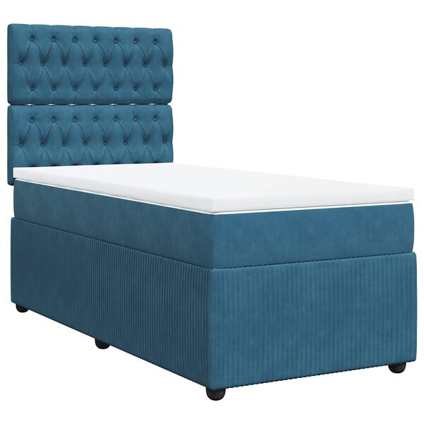 vidaXL Cama box spring con colch&oacute;n terciopelo azul oscuro 100x200 cm
