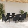 vidaXL Conjunto de Comedor de Jard&iacute;n 7 pcs Negro rat&aacute;n sint&eacute;tico