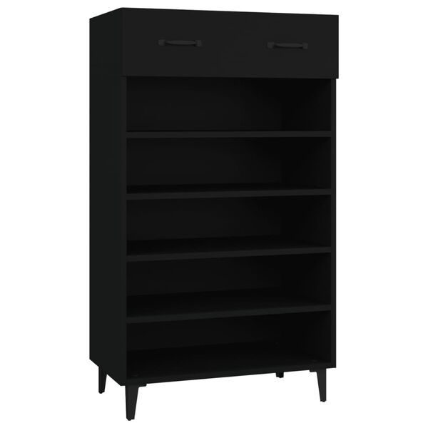 vidaXL Mueble zapatero de madera contrachapada negro 60x35x105 cm