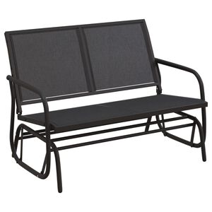 vidaXL Banco mecedora jard&iacute;n acero y textilene negro 120,5x76x86,5 cm