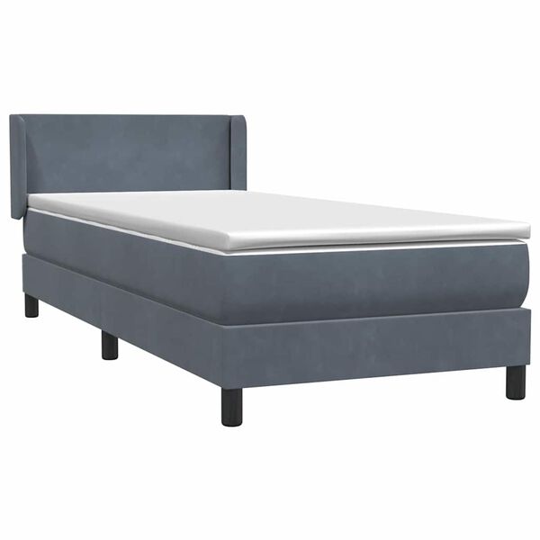 vidaXL Cama box spring con colch&oacute;n terciopelo gris oscuro 80x210 cm