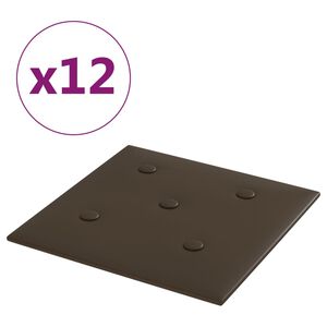 vidaXL Paneles de pared 12 uds cuero sintético marrón 30x30 cm 1,08 m²