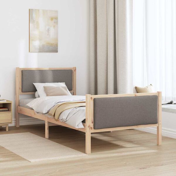 vidaXL Estructura de cama con cabecera Taup&eacute; 100 x 200 cm tela