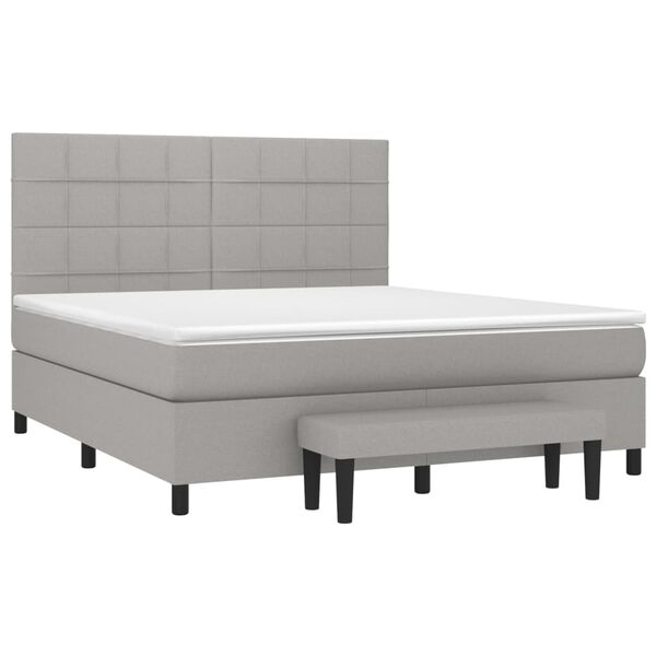 vidaXL Cama box spring con colch&oacute;n tela gris claro 180x200 cm