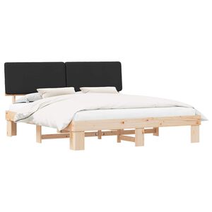 vidaXL Estructura de Cama con Cabecera Tapizada Negro 180 x 200 cm
