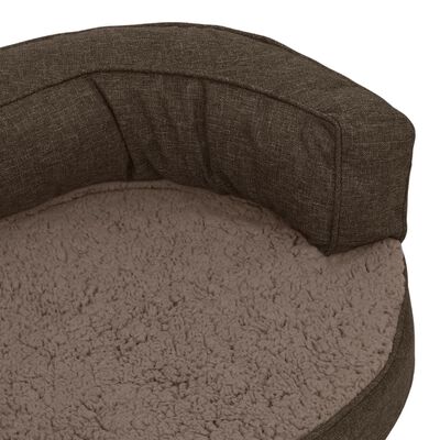 vidaXL Colchón de cama de perro ergonómico aspecto lino marrón 60x42cm