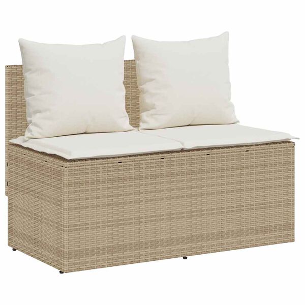 vidaXL Set comedor de jard&iacute;n 3 pzas con cojines rat&aacute;n sint&eacute;tico beige