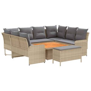 vidaXL Juegos de muebles 7 pcs Beige y Gris Claro Rat&aacute;n sint&eacute;tico