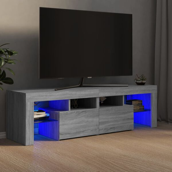 vidaXL Mueble de TV con luces LED gris Sonoma 140x36,5x40 cm