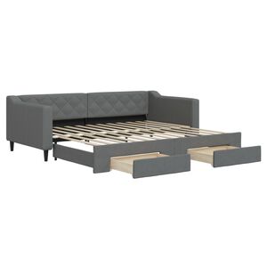 vidaXL Sof&aacute; cama nido con cajones tela gris oscuro 90x200 cm