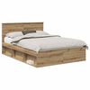 vidaXL Estructura de cama con cabecera Roble Artesanal 160 x 200 cm