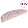 vidaXL Alfombrillas para escaleras 15 unidades 56x17x3 cm Rosa claro Semicircular