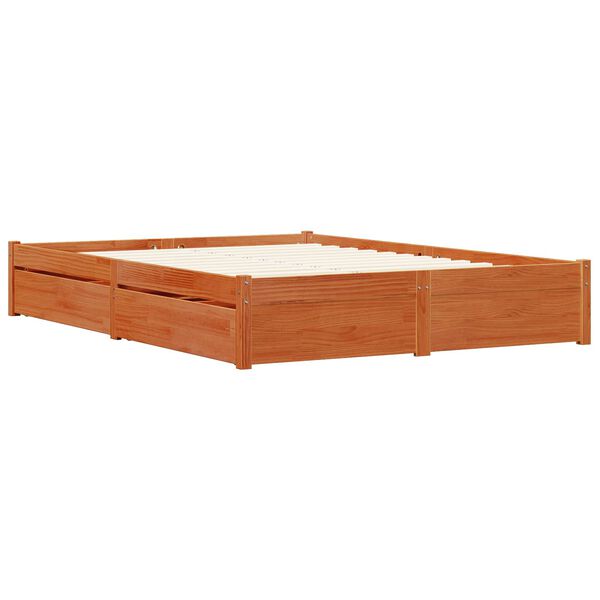 vidaXL Estructura de cama con caj&oacute;n Marr&oacute;n cera 150 x 200 cm