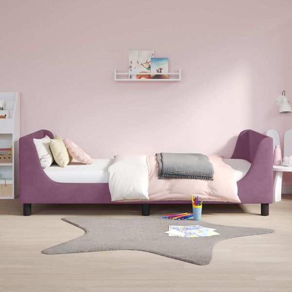 vidaXL Cama para niños con cabecero Morado 90 x 190 cm Terciopelo