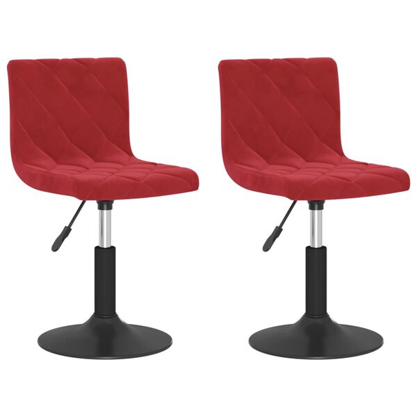vidaXL Sillas de comedor giratorias 2 unidades terciopelo rojo tinto