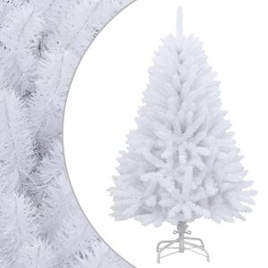 vidaXL &Aacute;rbol de Navidad artificial con bisagras y soporte blanco 120cm