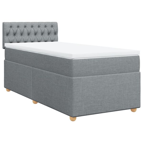 vidaXL Cama box spring con colch&oacute;n tela gris claro 100x200 cm