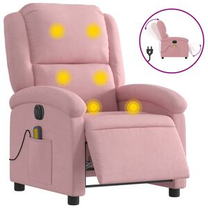 vidaXL Sillón reclinable de masaje eléctrico terciopelo rosa