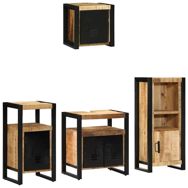 vidaXL Juego de muebles de ba&ntilde;o con caj&oacute;n 4 pcs Madera de mango maciza