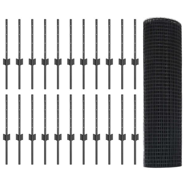 vidaXL Valla con Poste Gris 0,4 x 50 m Acero y PVC