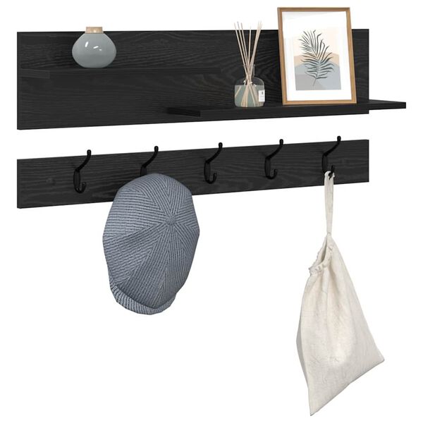vidaXL Perchero de pared con estante Roble Negro 90 x 15 x 36 cm