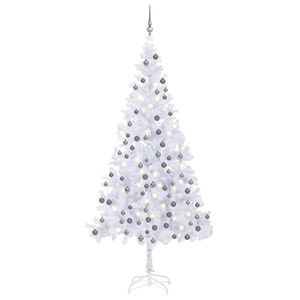 vidaXL &Aacute;rbol de Navidad artificial con luces y bolas blanco 240 cm