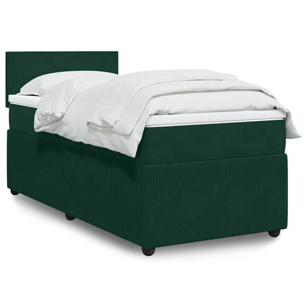 vidaXL Cama box spring con colch&oacute;n terciopelo verde oscuro 100x200 cm