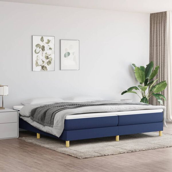 vidaXL Estructura de cama con somier tela azul 200x200 cm